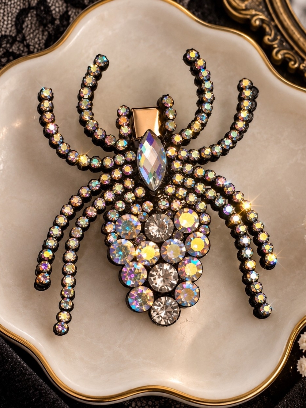 Crystal Spider Rhinestone Hair Duckbill Clip New